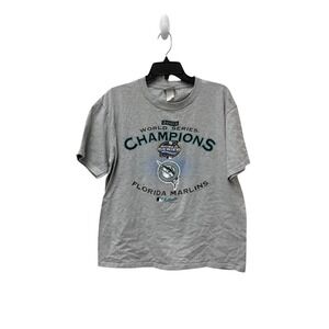 Vintage Florida Marlins 2003 World Series Champions T-Shirt‎ Gray Mens L